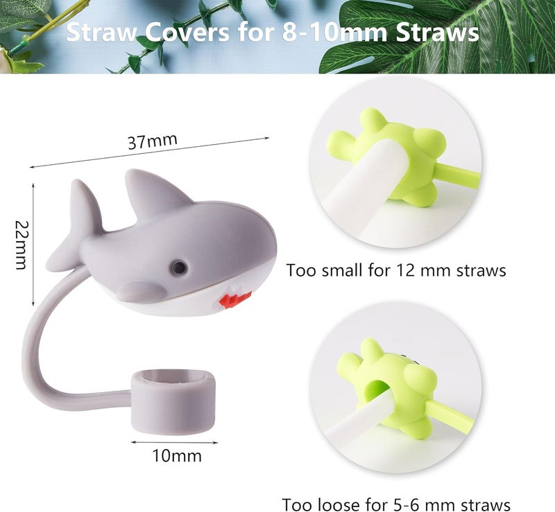 YuJoyC 6Pcs Silicone Animal Straw Covers Cap for Stanley Cup 30&40 Oz Cup, Reusable Straw Toppers for Stanley Cup Accessories Tumbler with Handle for Water Bottle - Image 2